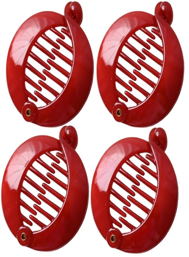 Prettyou Forest 2.5" Effortless Beauty Assorted Side Combs Hair Clip Pins Round Banana Clips, pack of 4 (red) - Image 1